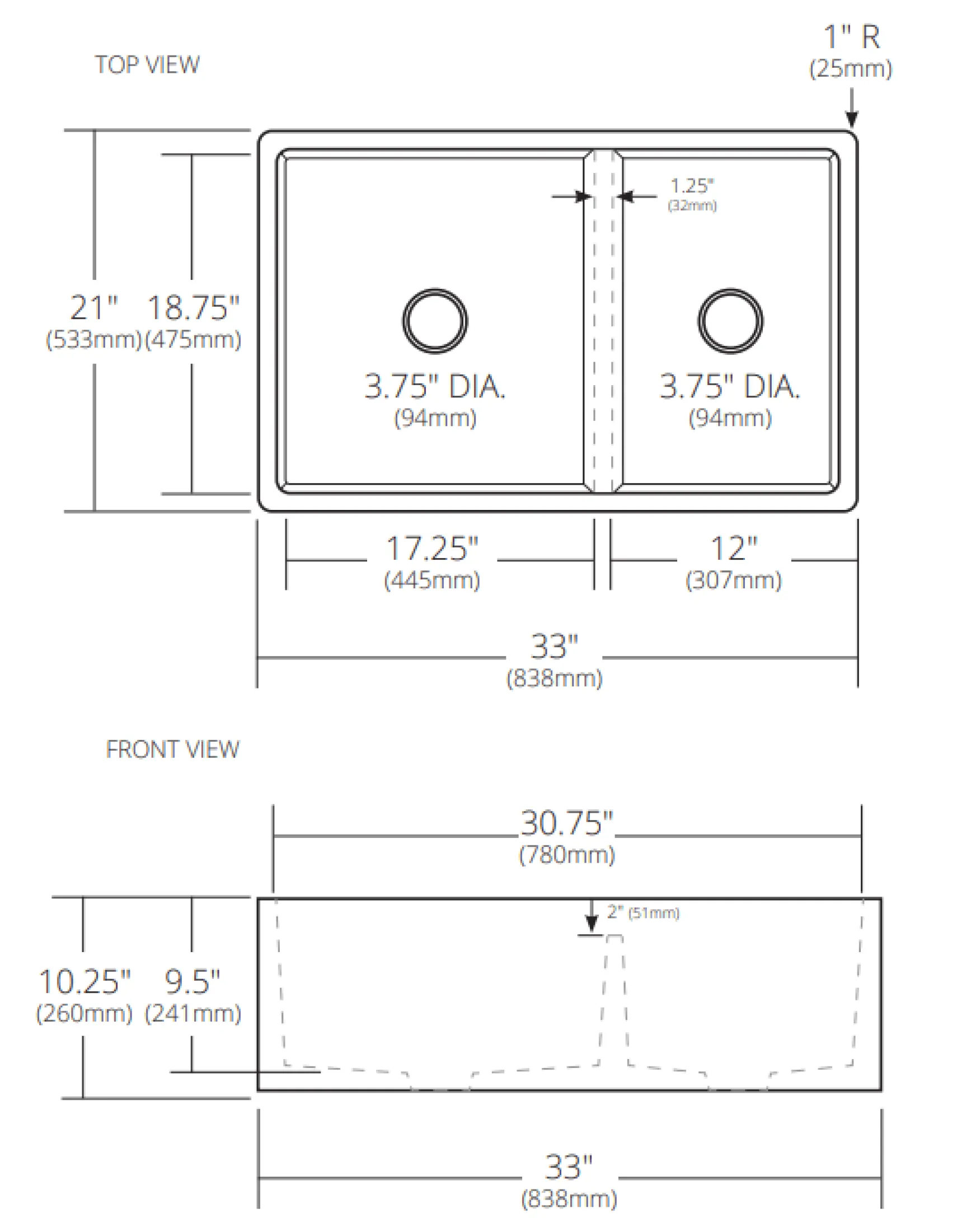 Native Trails Farmhouse Double Bowl 33" NativeStone Concrete Farmhouse Sink, 60/40 Double Bowl, Slate, NSKD3321-S