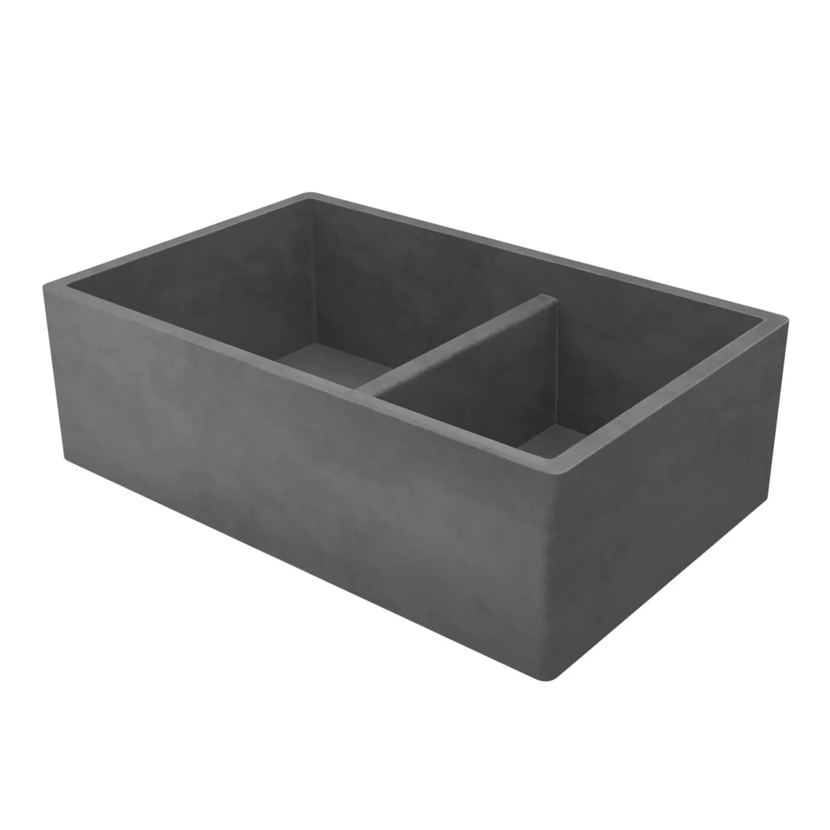 Native Trails Farmhouse Double Bowl 33" NativeStone Concrete Farmhouse Sink, 60/40 Double Bowl, Slate, NSKD3321-S