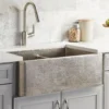 Native Trails Farmhouse Duet 33" Nickel Farmhouse Sink, 60/40 Double Bowl, Brushed Nickel, CPK576