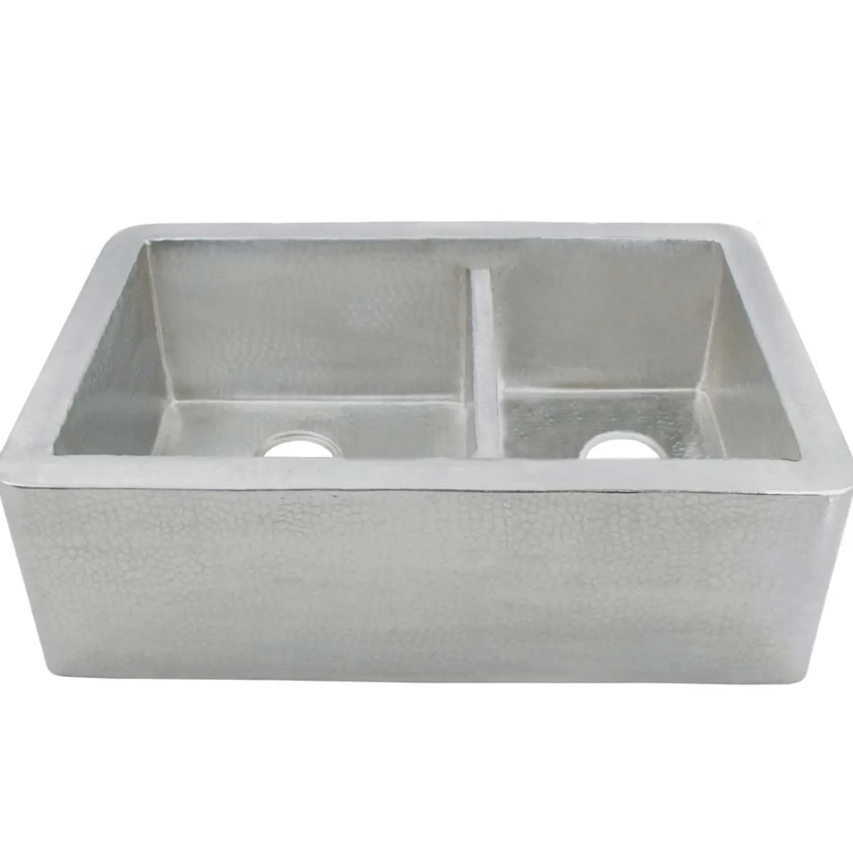 Native Trails Farmhouse Duet 33" Nickel Farmhouse Sink, 60/40 Double Bowl, Brushed Nickel, CPK576