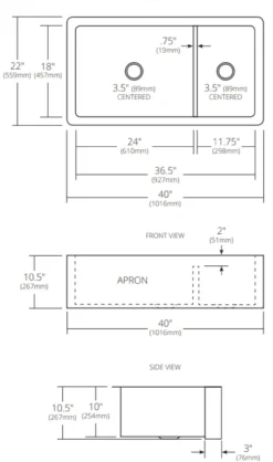 Native Trails Farmhouse Duet Pro 40" Nickel Farmhouse Sink, 70/30 Double Bowl, Brushed Nickel, CPK574