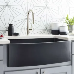 Native Trails Farmhouse Quartet 33" NativeStone Concrete Farmhouse Sink, Charcoal, NSKQ3320-C