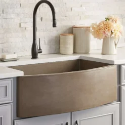 Native Trails Farmhouse Quartet 33" NativeStone Concrete Farmhouse Sink, Earth, NSKQ3320-E