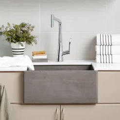 Native Trails 24" NativeStone Concrete Farmhouse Sink, Ash, NSK2418-A