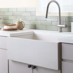 Native Trails 30" NativeStone Concrete Farmhouse Sink, Pearl, NSK3018-P