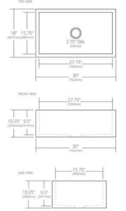 Native Trails 30" NativeStone Concrete Farmhouse Sink, Earth, NSK3018-E