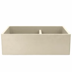 Native Trails 33" NativeStone Concrete Farmhouse Sink, 60/40 Double Bowl, Sand, NSKD3321-D