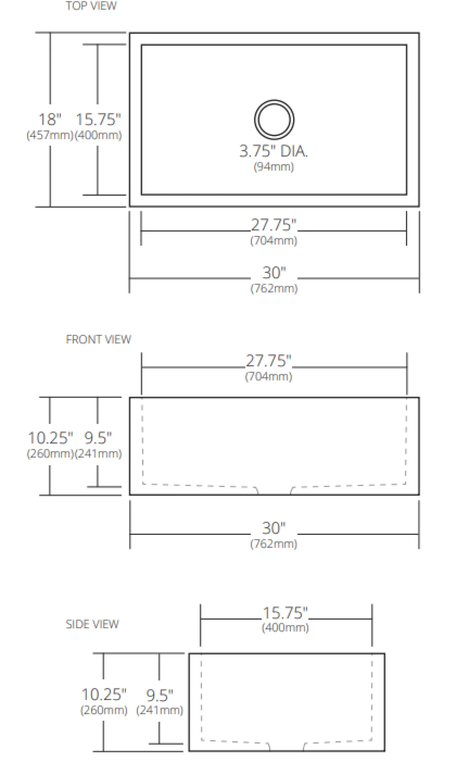 Native Trails 30" NativeStone Concrete Farmhouse Sink, Ash, NSK3018-A