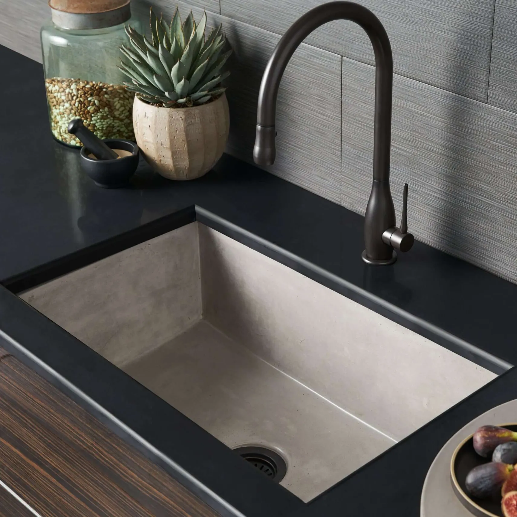Native Trails 30" NativeStone Concrete Farmhouse Sink, Ash, NSK3018-A