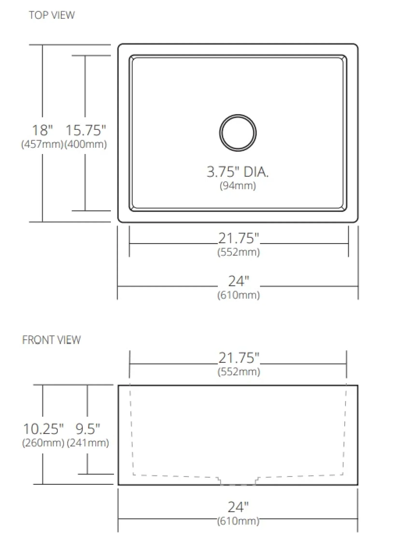 Native Trails 24" NativeStone Concrete Farmhouse Sink, Earth, NSK2418-E