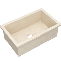 Native Trails Pacifica 30" Undermount NativeStone Concrete Kitchen Sink, Sand, NSK3019-D