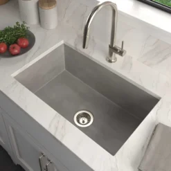 Native Trails Pacifica 30" Undermount NativeStone Concrete Kitchen Sink, Charcoal, NSK3019-C