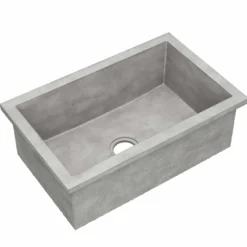 Native Trails Pacifica 30" Undermount NativeStone Concrete Kitchen Sink, Ash, NSK3019-A
