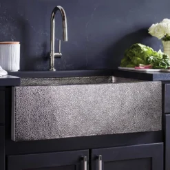 Native Trails Pinnacle 33" Copper Farmhouse Sink, Polished Nickel, CPK892