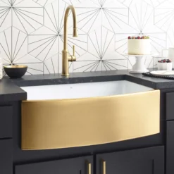 Native Trails Rendezvous 33" Fireclay Farmhouse Sink, Matte Gold, PMK3320-G