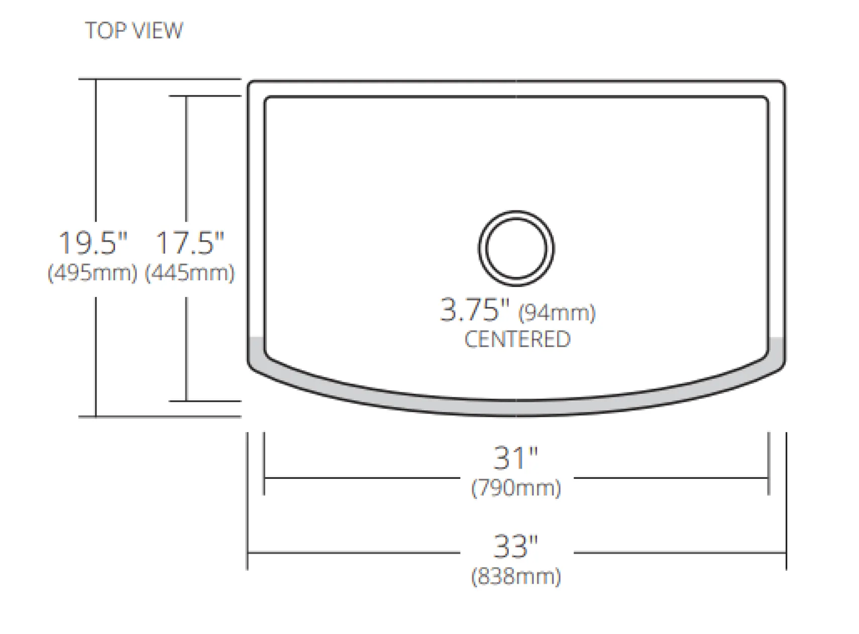 Native Trails Rendezvous 33" Fireclay Farmhouse Sink, Silver, PMK3320-S