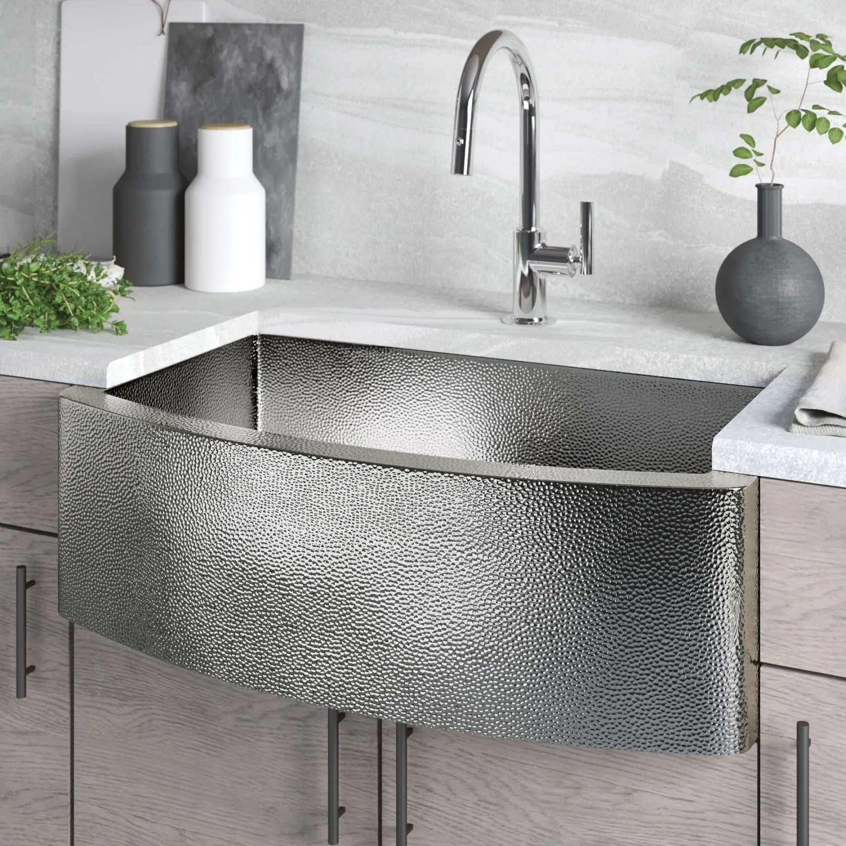 Native Trails Rhapsody 33" Copper Farmhouse Sink, Polished Nickel, CPK895