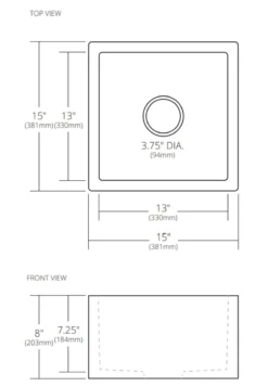 Native Trails Ventana 15" NativeStone Concrete Farmhouse Sink, Ash, NSB1515-A