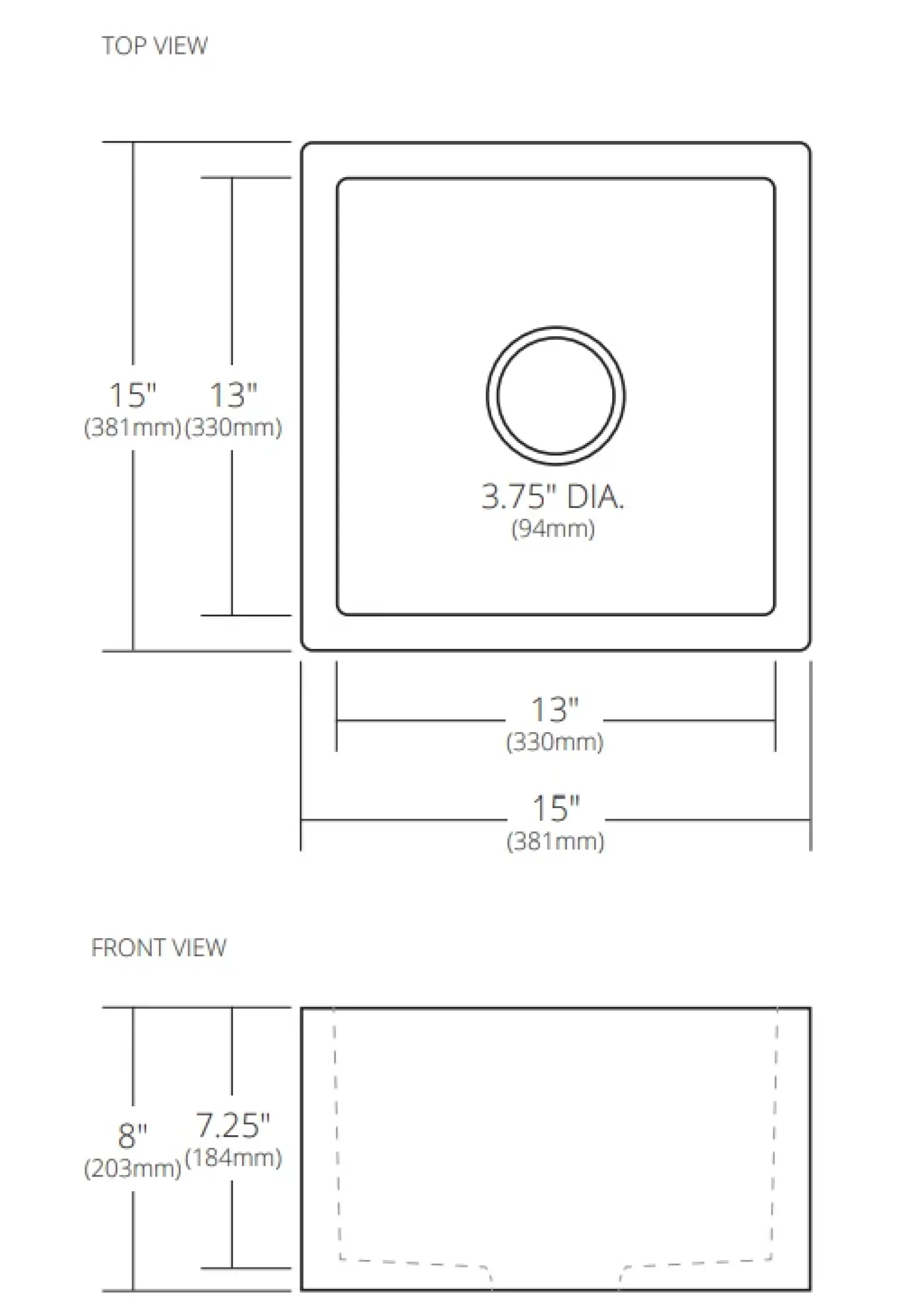Native Trails Ventana 15" NativeStone Concrete Farmhouse Sink, Earth, NSB1515-E