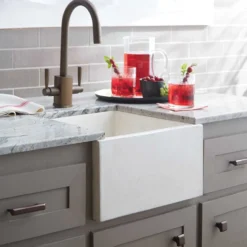 Native Trails Ventana 15" NativeStone Concrete Farmhouse Sink, Pearl, NSB1515-P