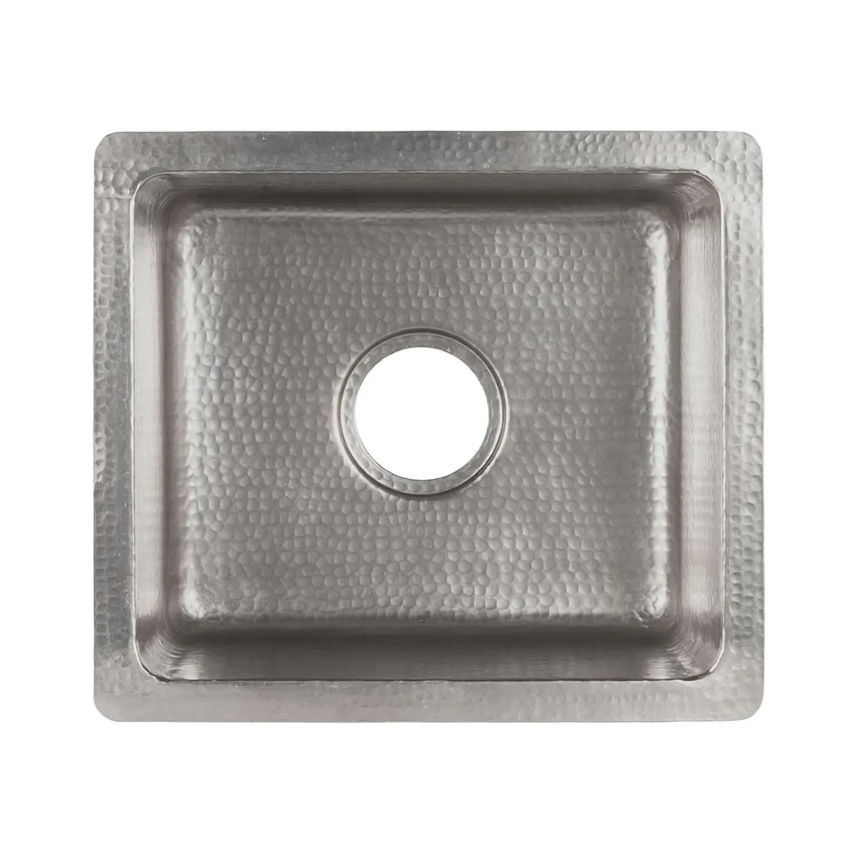 Premier Copper Products 16" Gourmet Rectangular Hammered Copper Bar/Prep Sink in Nickel, Matching Drain and Accessories, BSP5_BREC16EN-D