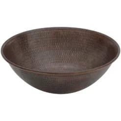 Premier Copper Products 15" Round Copper Bathroom Sink, Oil Rubbed Bronze, VR15WDB