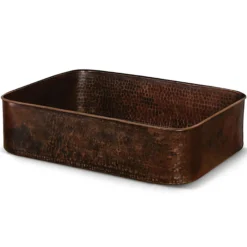 Premier Copper Products 19" Rectangle Tub Hand Forged Old World Copper Vessel Bathroom Sink, Matching Drain and Accessories, Oil Rubbed Bronze, BSP5_PVTREC19DB-P