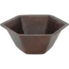 Premier Copper Products 16" Copper Bathroom Sink, Oil Rubbed Bronze, LH15.5DB