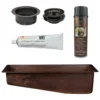 Premier Copper Products 28" Rectangle Hammered Copper Slanted Bar/Prep Sink with 3.5" Drain Opening, Matching Drain and Accessories, Oil Rubbed Bronze, BSP5_BRECSL28DB3-G