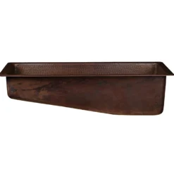 Premier Copper Products 28" Rectangle Hammered Copper Slanted Bar/Prep Sink with 3.5" Drain Opening, Matching Drain and Accessories, Oil Rubbed Bronze, BSP5_BRECSL28DB3-G