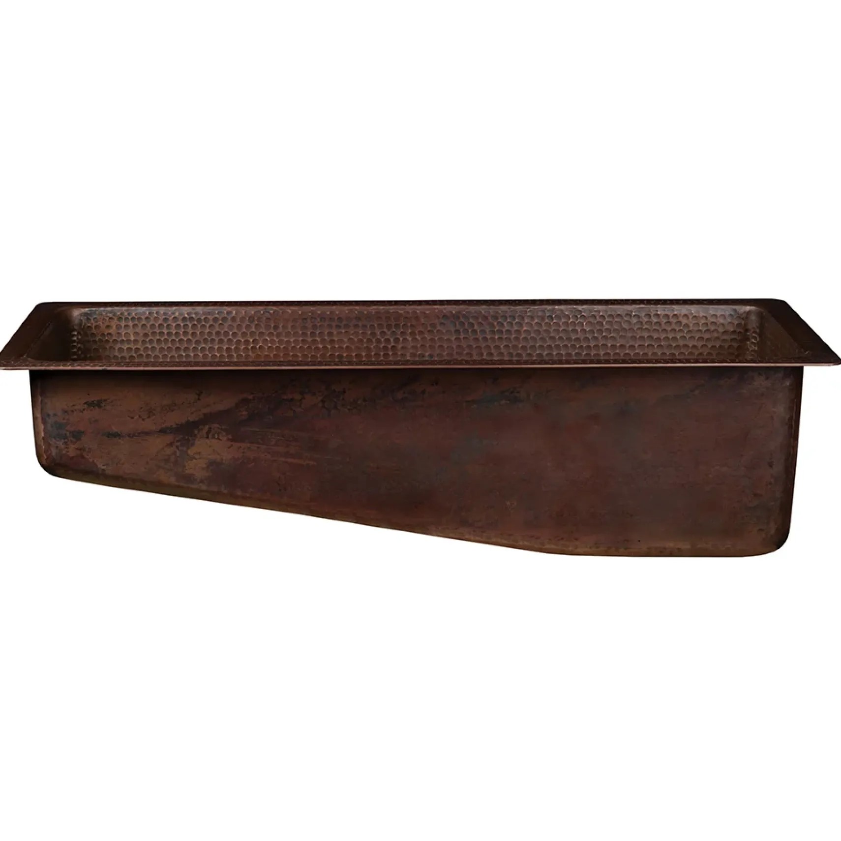 Premier Copper Products 28" Rectangle Hammered Copper Slanted Bar/Prep Sink with 3.5" Drain Opening, Matching Drain and Accessories, Oil Rubbed Bronze, BSP5_BRECSL28DB3-G