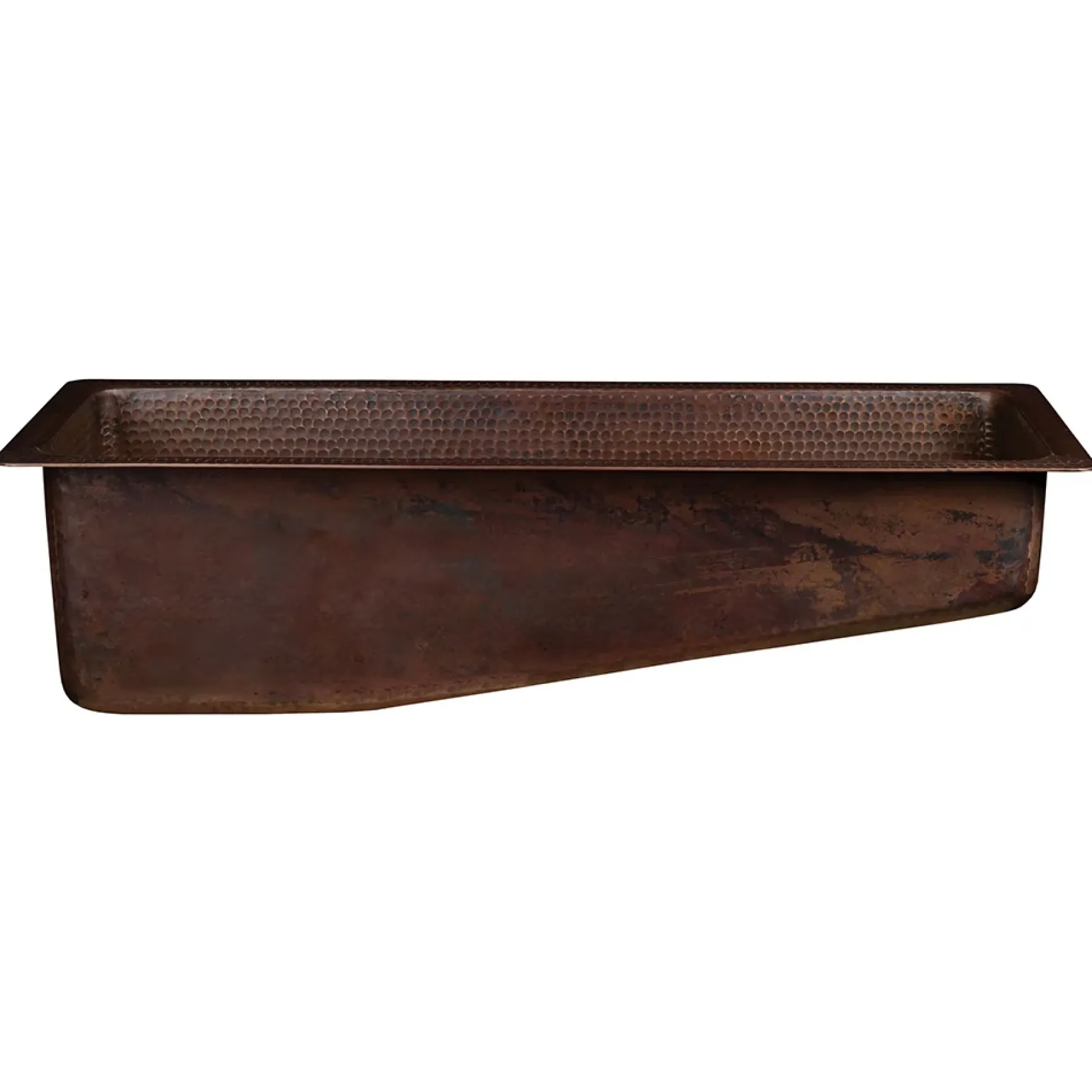 Premier Copper Products 28" Rectangle Hammered Copper Slanted Bar/Prep Sink with 3.5" Drain Opening, Matching Drain and Accessories, Oil Rubbed Bronze, BSP5_BRECSL28DB3-G