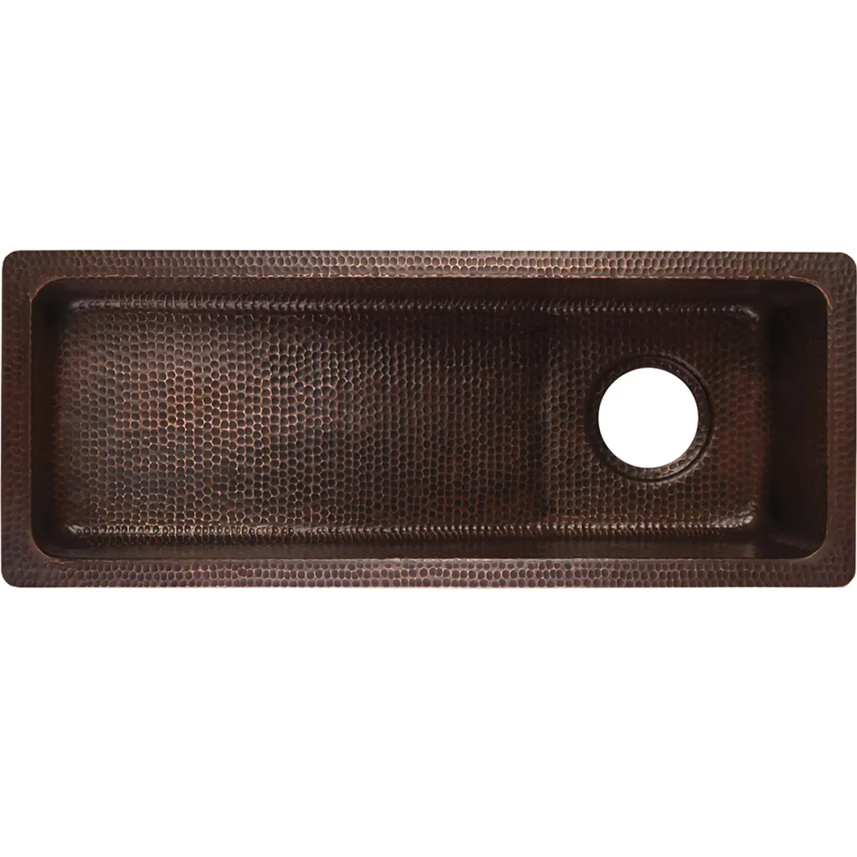 Premier Copper Products 28" Rectangle Hammered Copper Slanted Bar/Prep Sink with 3.5" Drain Opening, Matching Drain and Accessories, Oil Rubbed Bronze, BSP5_BRECSL28DB3-G