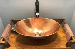 Premier Copper Products 17" Oval Copper Bathroom Sink, Polished Copper, VO17WPC