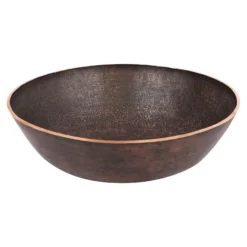 Premier Copper Products 14" Round Vessel - Above Counter Terra Firma Copper Bathroom Sink, Dark Brown, 10 Gauge, TFVR14DB
