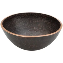 Premier Copper Products 13" Round Copper Bathroom Sink, Oil Rubbed Bronze, PV13RDB