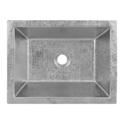 Premier Copper Products 17" x 13" Rectangle Dual - Undermount or Drop In Terra Firma Copper Bathroom Sink, Nickel, 10 Gauge, TFLREC17EN