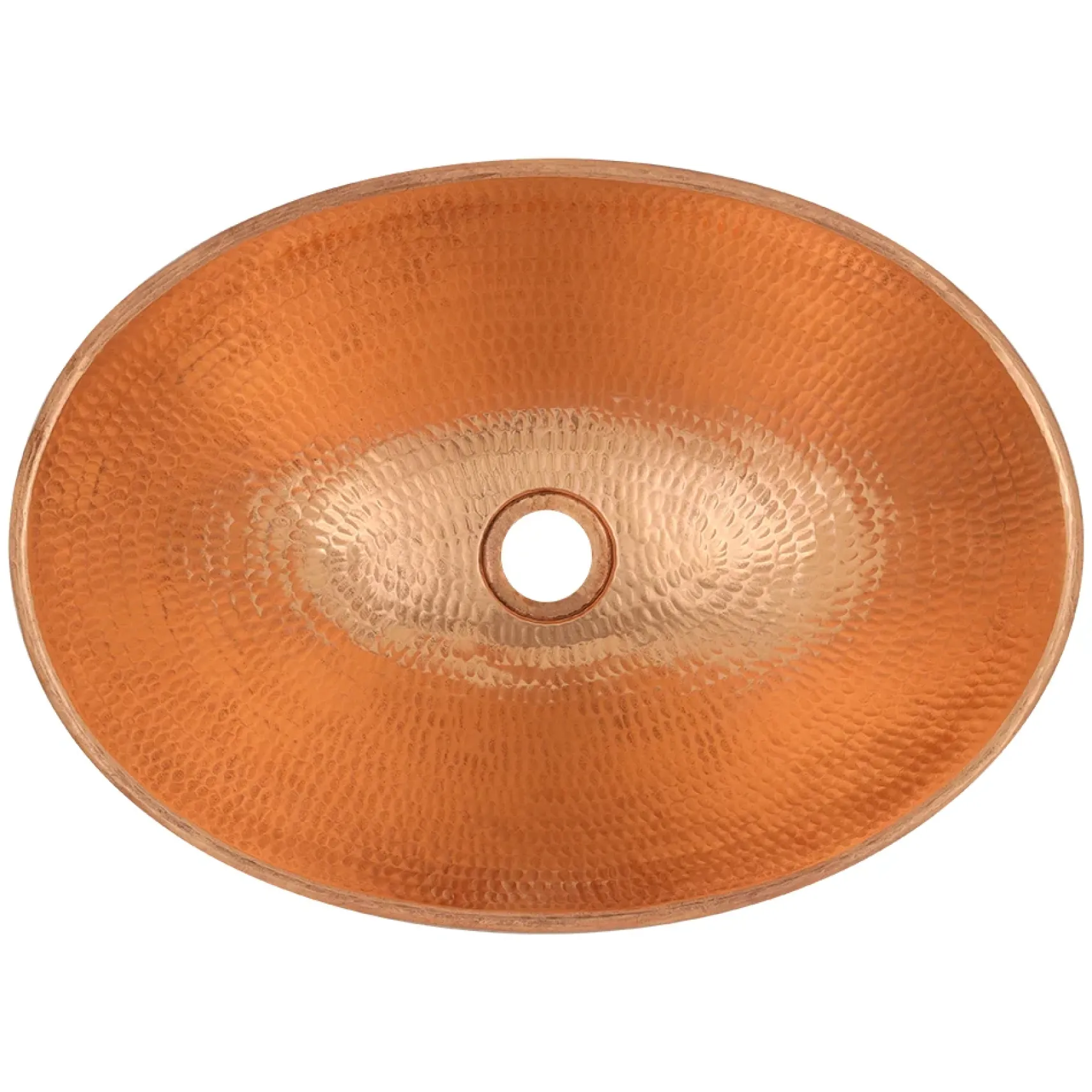 Premier Copper Products 17" Oval Wired Rim Vessel Hammered Copper Bathroom Sink in Polished Copper, Matching Drain and Accessories, BSP5_VO17WPC-P