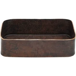 Premier Copper Products 19" Rectangle Copper Bathroom Sink, Oil Rubbed Bronze, PVTREC19DB