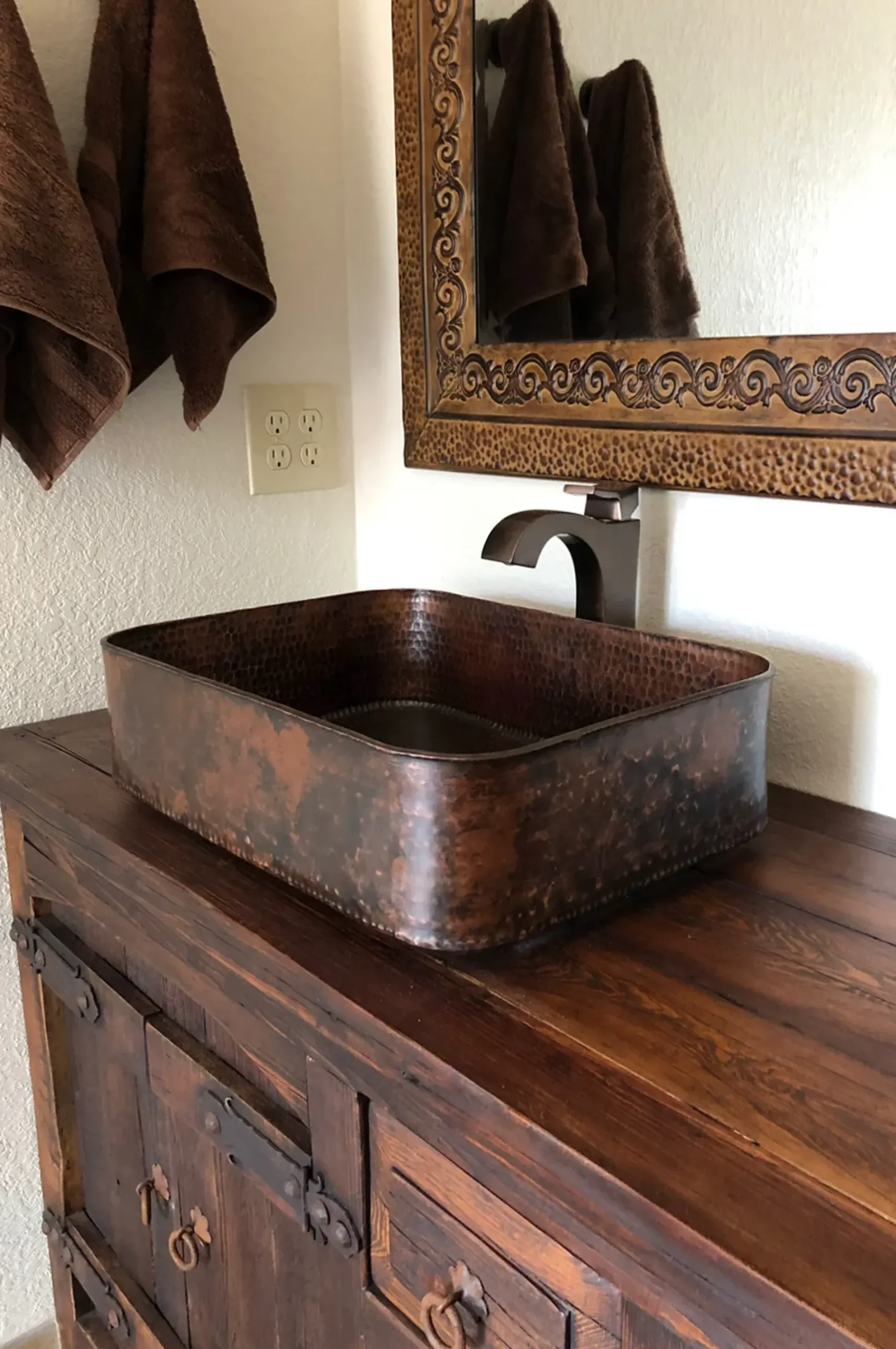 Premier Copper Products 19" Rectangle Copper Bathroom Sink, Oil Rubbed Bronze, PVTREC19DB