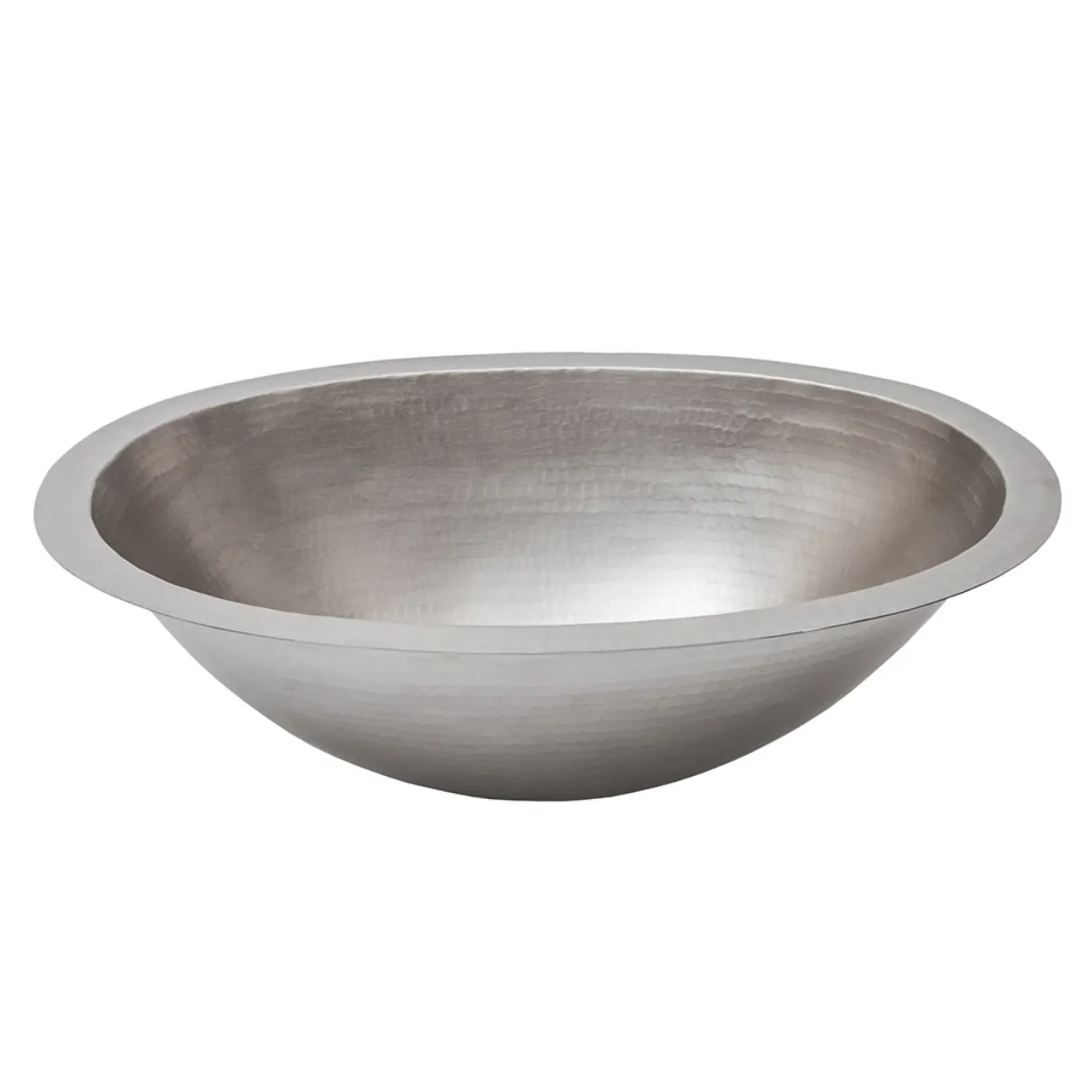 Premier Copper Products 19" Oval Under Counter Hammered Copper Bathroom Sink in Nickel, Matching Drain and Accessories, BSP5_LO19FEN-P