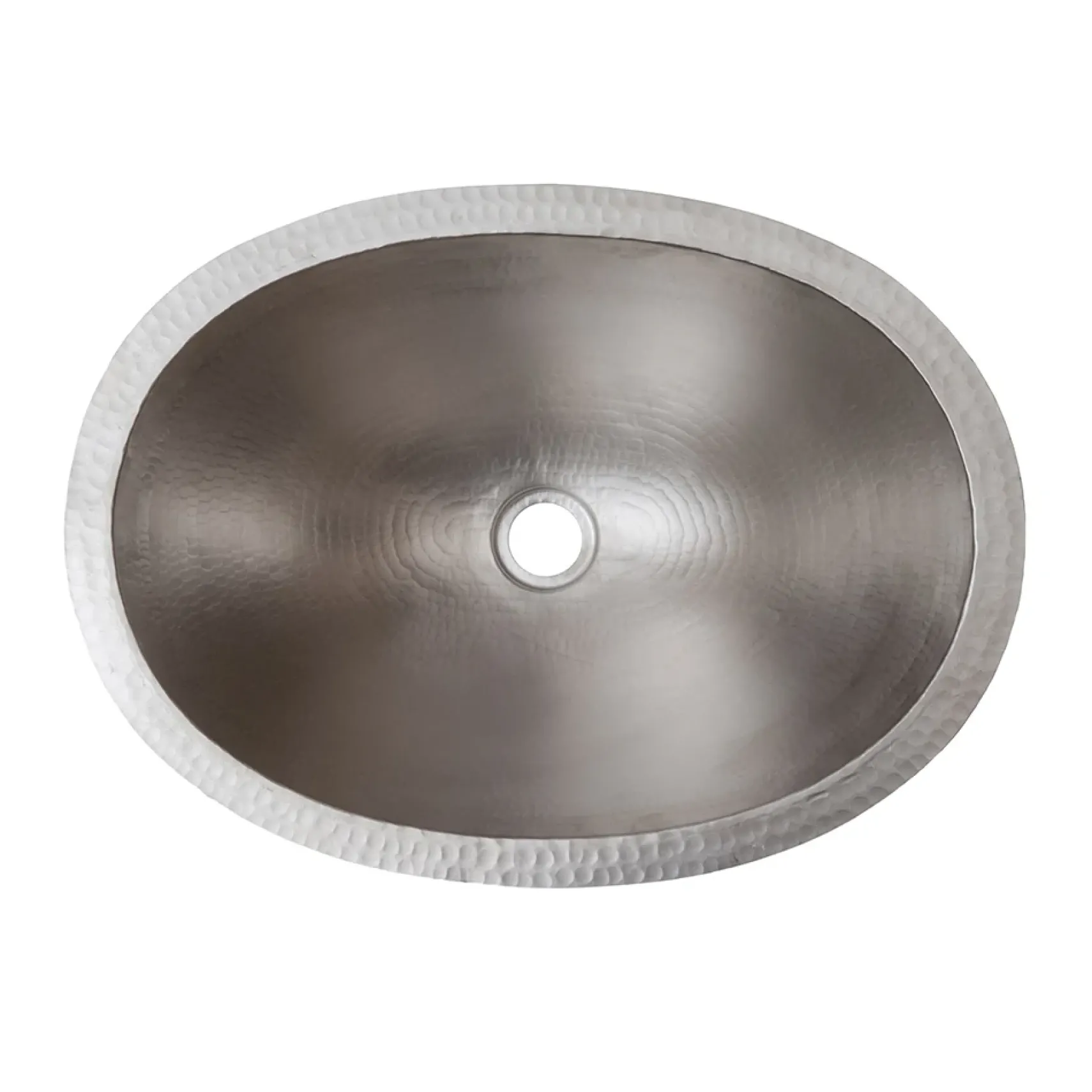 Premier Copper Products 19" Oval Under Counter Hammered Copper Bathroom Sink in Nickel, Matching Drain and Accessories, BSP5_LO19FEN-P