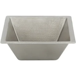 Premier Copper Products 15" Square Copper Bathroom Sink, Nickel, LSQ15EN