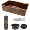Premier Copper Products 33" Hammered Copper Kitchen Single Basin Sink with Matching Drain and Accessories, Oil Rubbed Bronze, KSP3_KSFDB33229