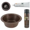 Premier Copper Products 12" Round Hammered Copper Bar Sink w/ 2" Drain Opening, Matching Drain and Accessories, Oil Rubbed Bronze, BSP5_BR12DB2-B