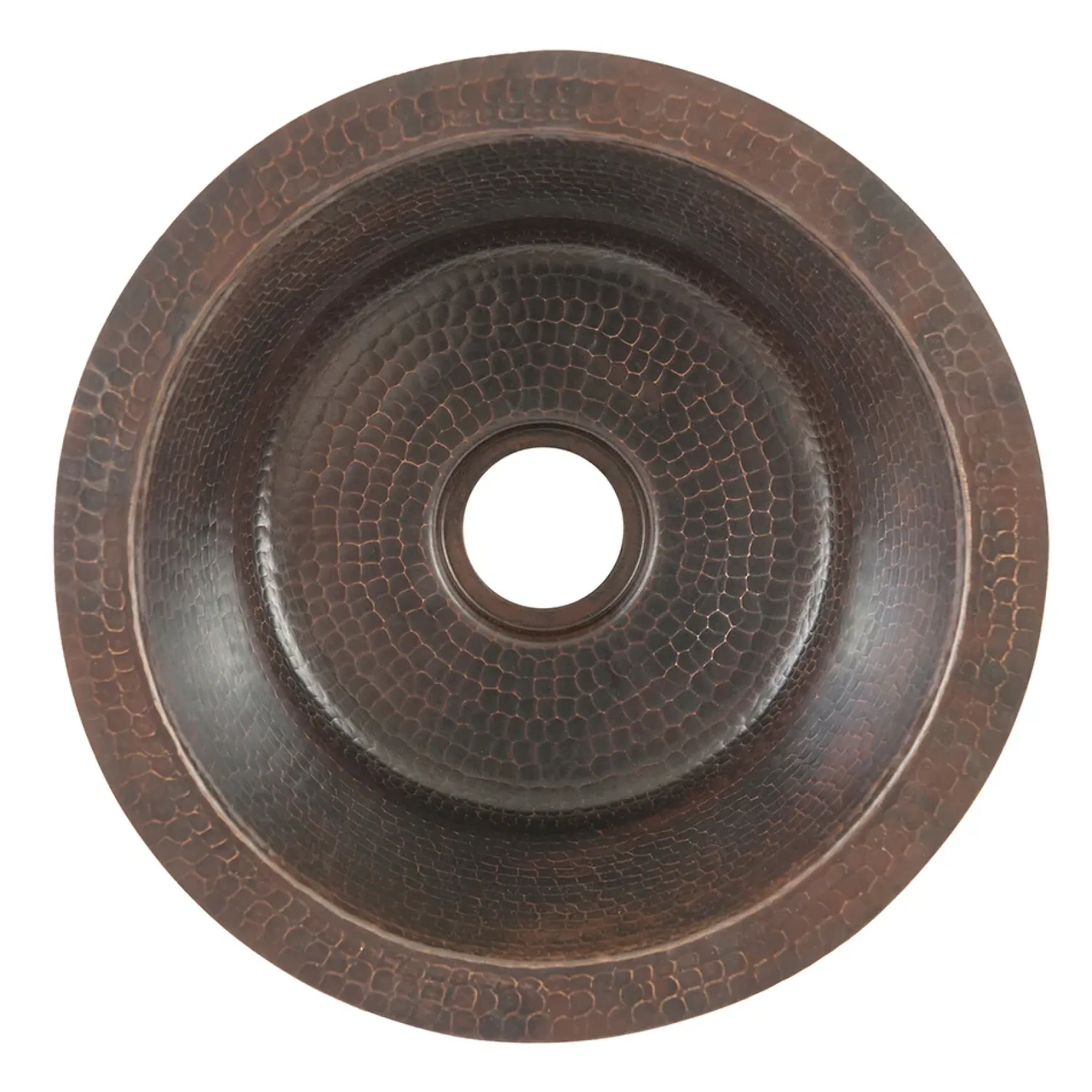 Premier Copper Products 12" Round Hammered Copper Bar Sink w/ 2" Drain Opening, Matching Drain and Accessories, Oil Rubbed Bronze, BSP5_BR12DB2-B