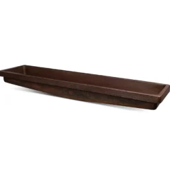 Premier Copper Products 60" Rectangle Skirted Vessel Hammered Copper Bathroom Sink, Matching Drain and Accessories, Oil Rubbed Bronze, BSP5_VREC60SKDB-P