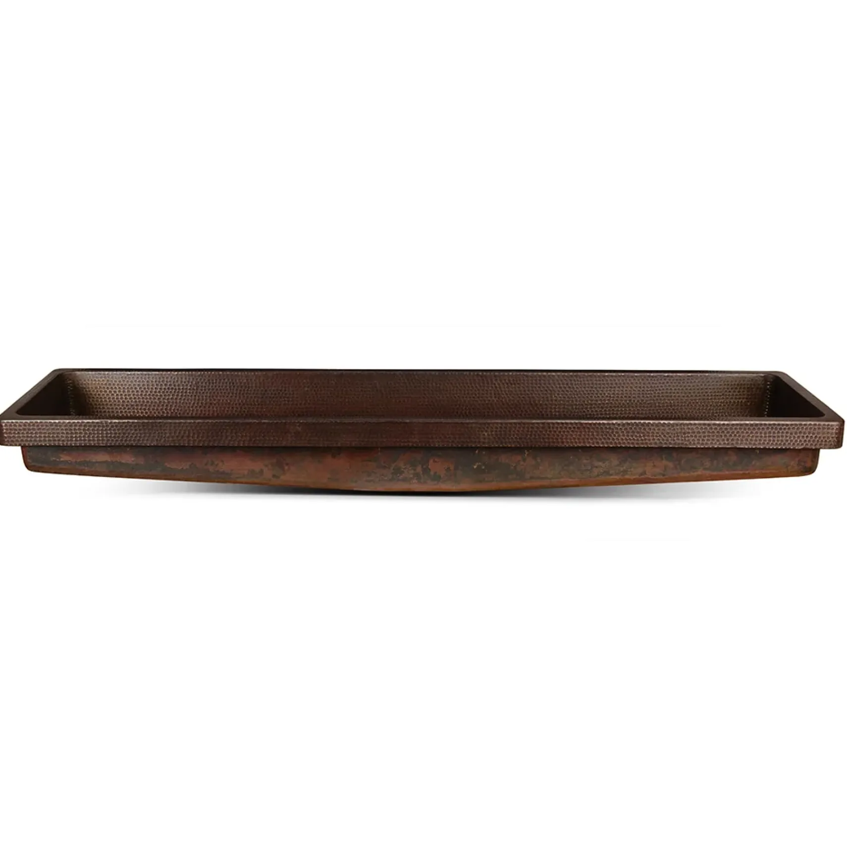Premier Copper Products 60" Rectangle Skirted Vessel Hammered Copper Bathroom Sink, Matching Drain and Accessories, Oil Rubbed Bronze, BSP5_VREC60SKDB-P