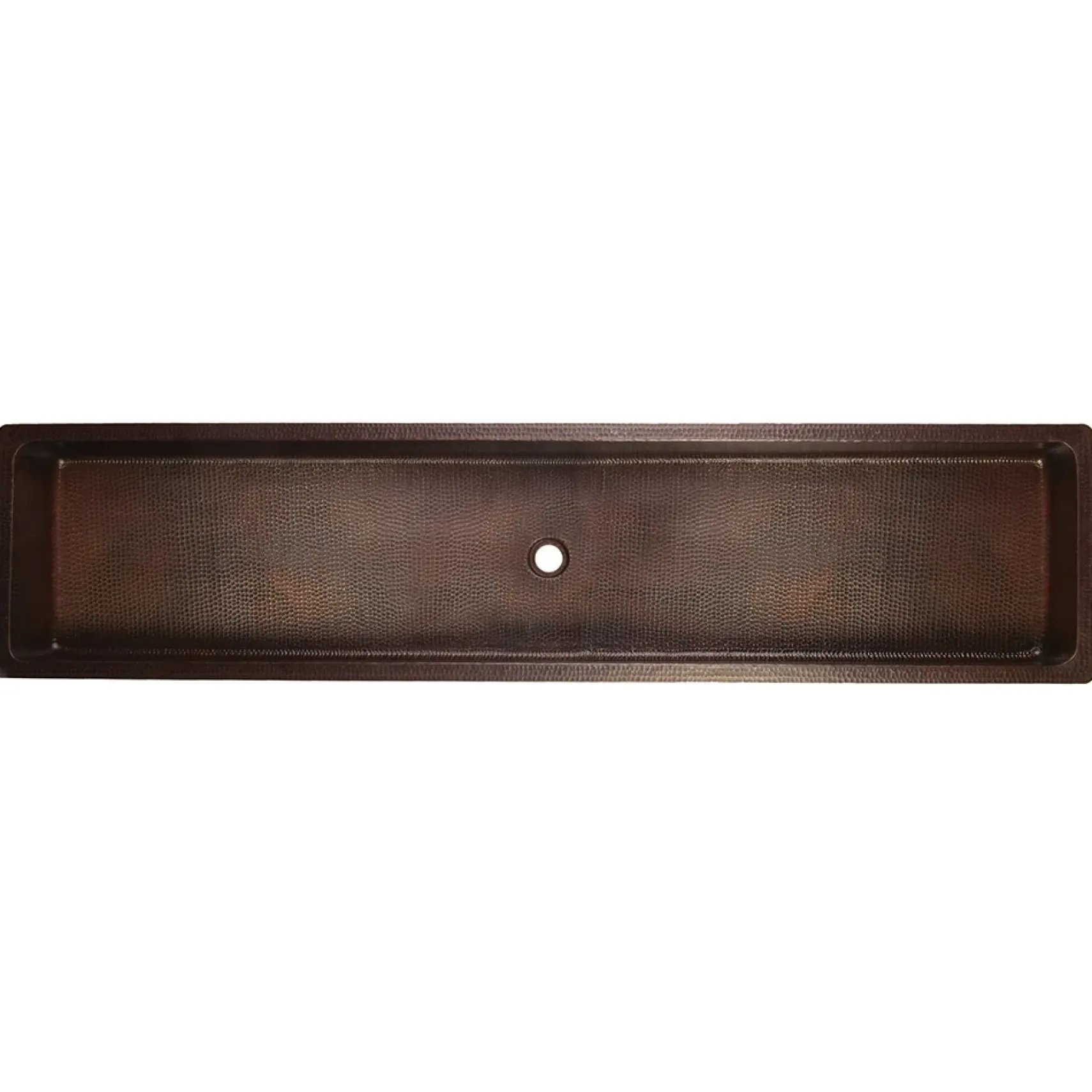 Premier Copper Products 60" Rectangle Skirted Vessel Hammered Copper Bathroom Sink, Matching Drain and Accessories, Oil Rubbed Bronze, BSP5_VREC60SKDB-P