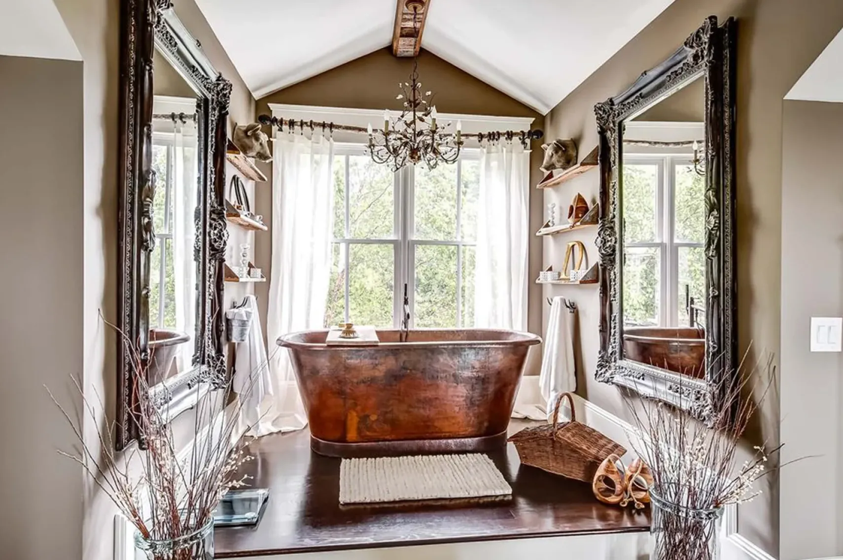 Premier Copper Products 72" Hammered Copper Modern Style Bathtub, BTM72DB